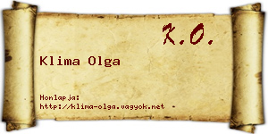 Klima Olga névjegykártya